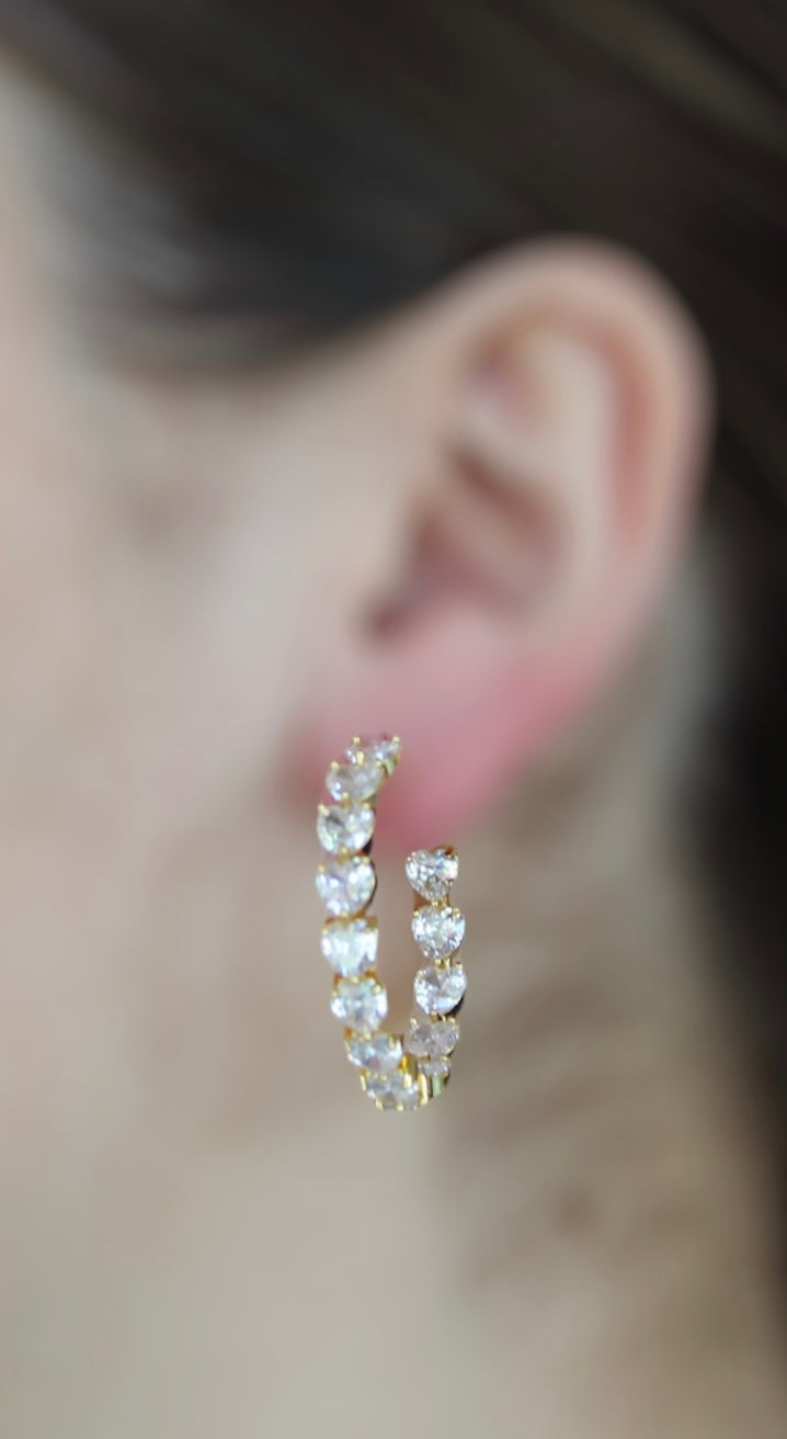 Heart Zirconia Half Hoops