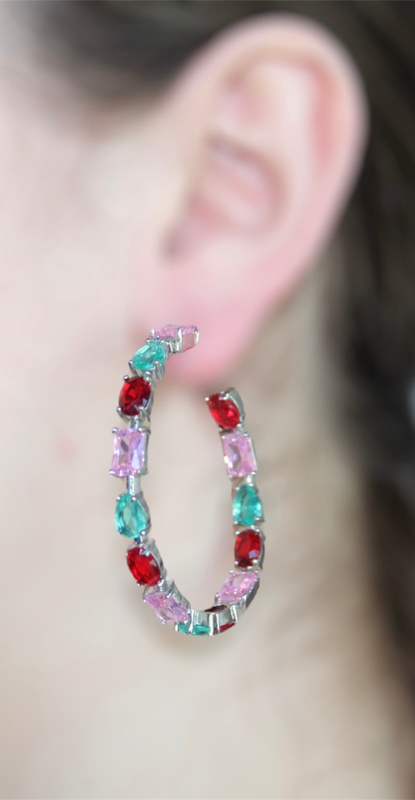 Colorful Zirconia Half Hoops