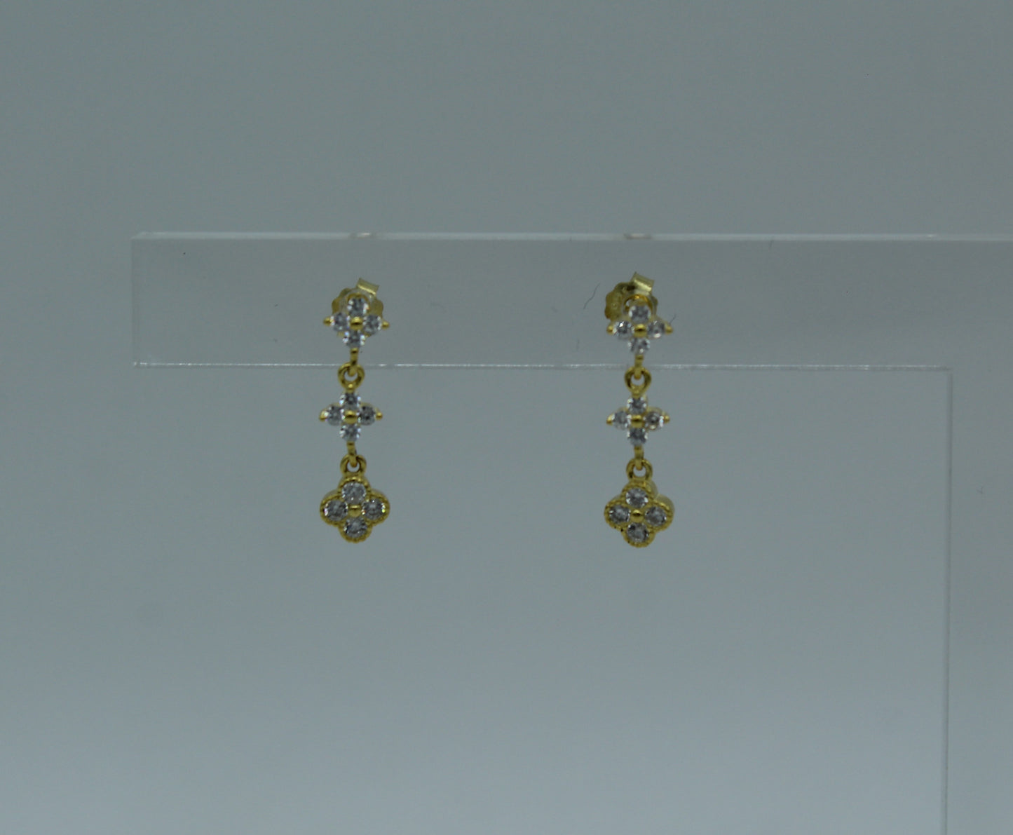 Triple Zirconia Flowers Studs