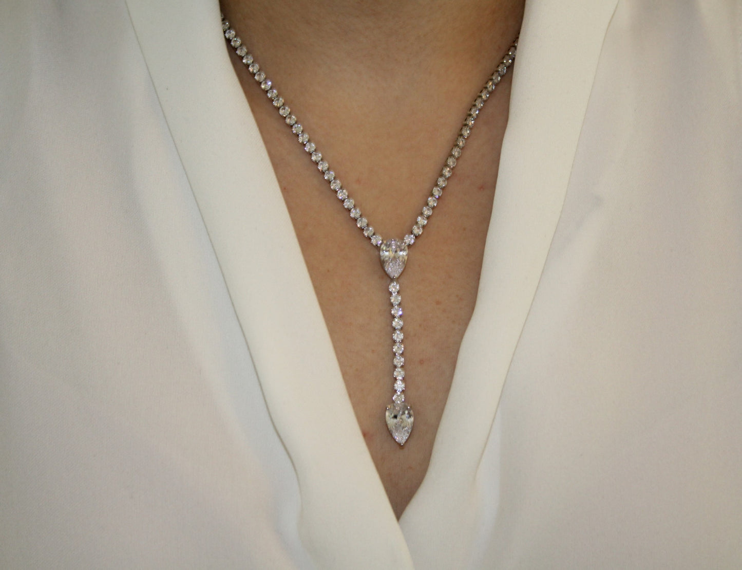 Long Silver Drop Zirconia