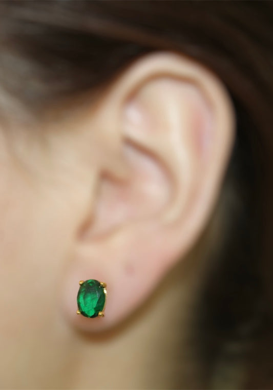 Green Oval Studs