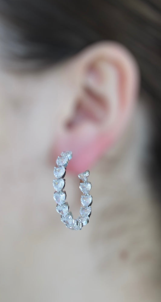 Heart Zirconia Half Hoops