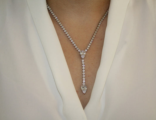 Long Silver Drop Zirconia