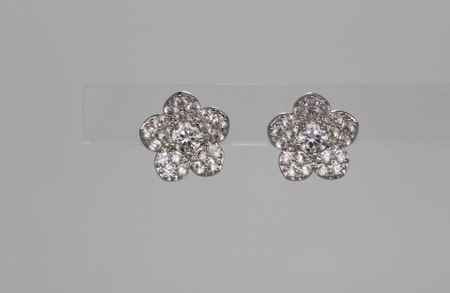 Silver Zirconia Flower Studs